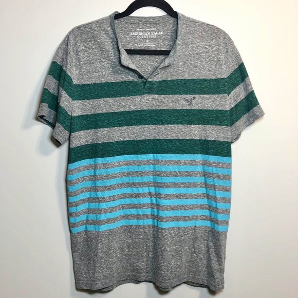 Men's Striped T-Shirt (L) | American Eagle - Picture 4 of 4